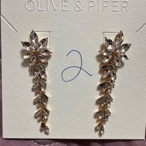 Olive & Piper Cascading Floral CZ Crystal Dangle Earrings NWT Statement Earrings